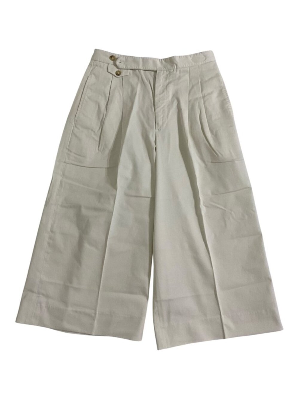 Polo Ralph Lauren Pleated White Cropped Wide Leg Pants Women’s 2 NWT $148 MSRP